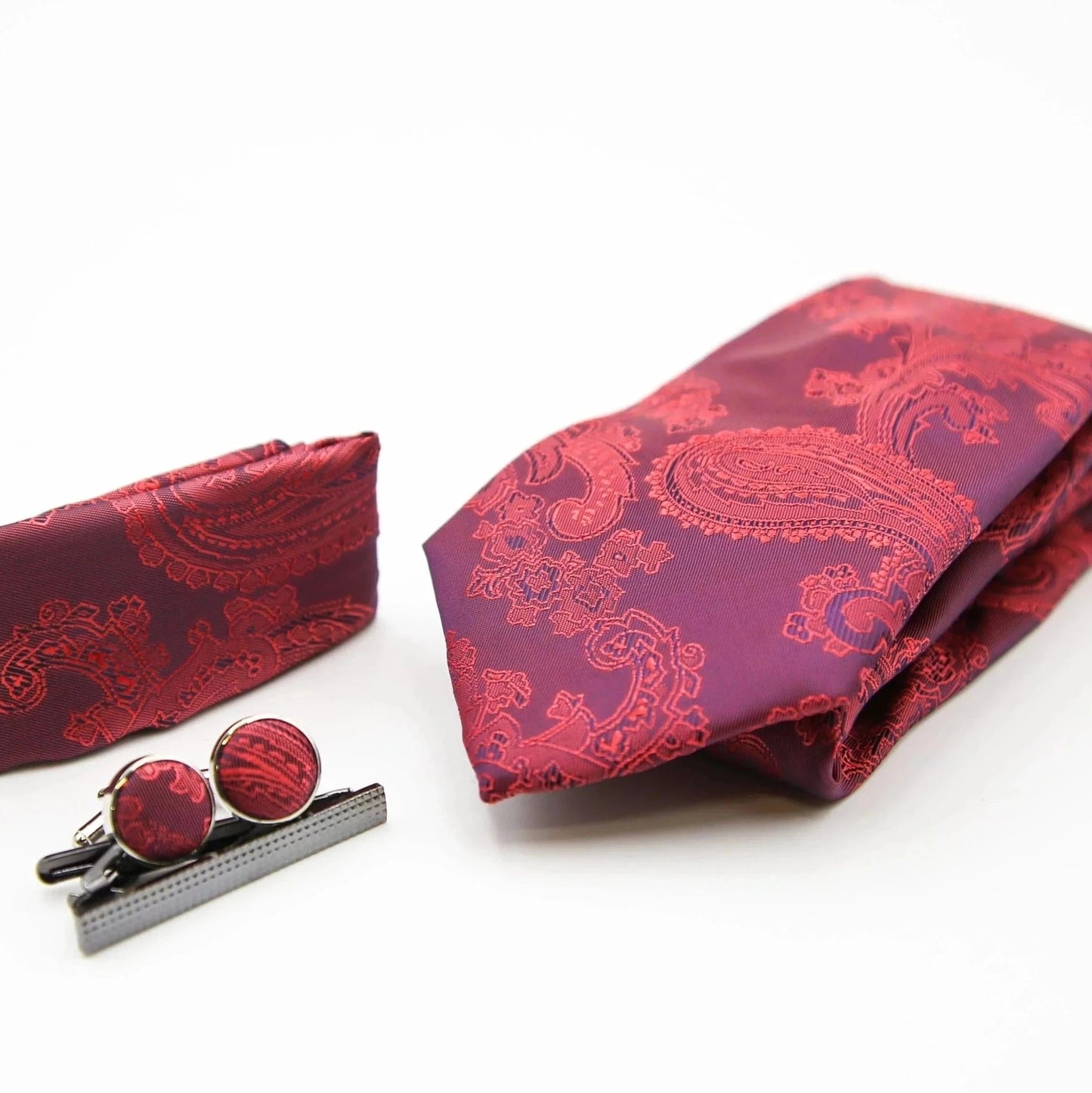 Paul Andrew Raspberry Paisley Tie Set