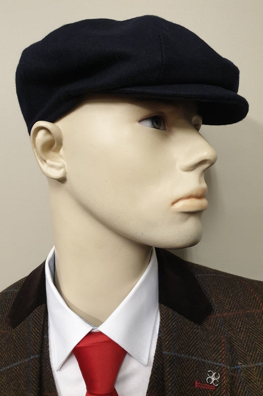 Melton Wool Navy Newsboy Cap