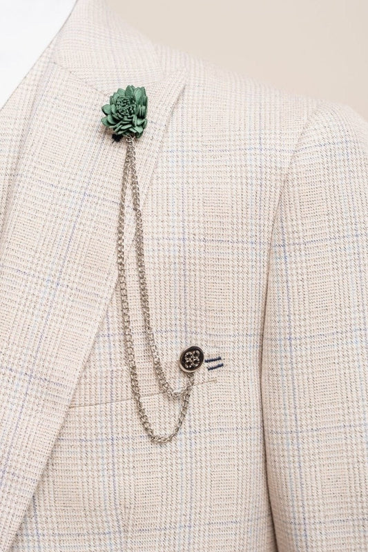Cavani Green Flower Chain Lapel Pin