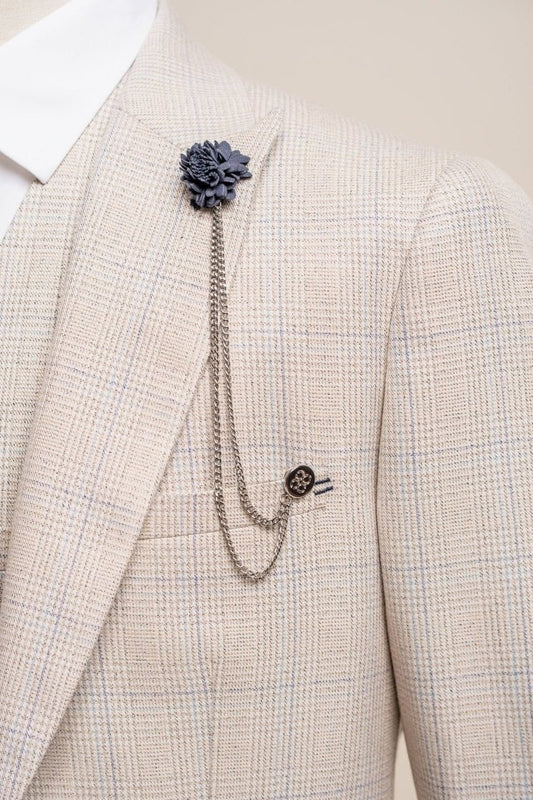 Cavani Navy Flower Chain Lapel Pin