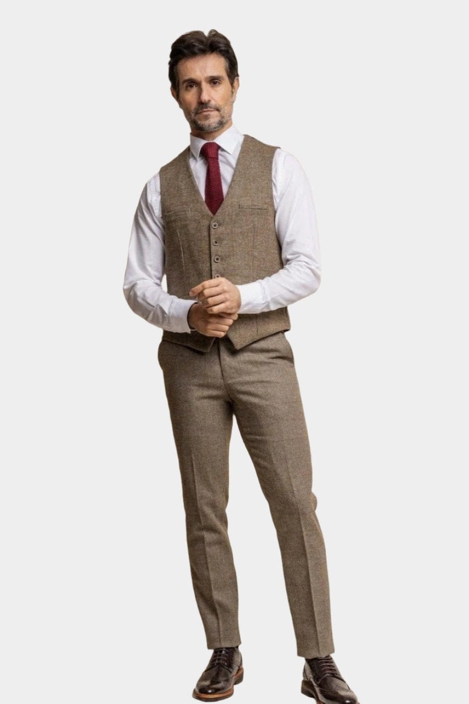 GASTON SAGE TWEED 3-PIECE SUIT