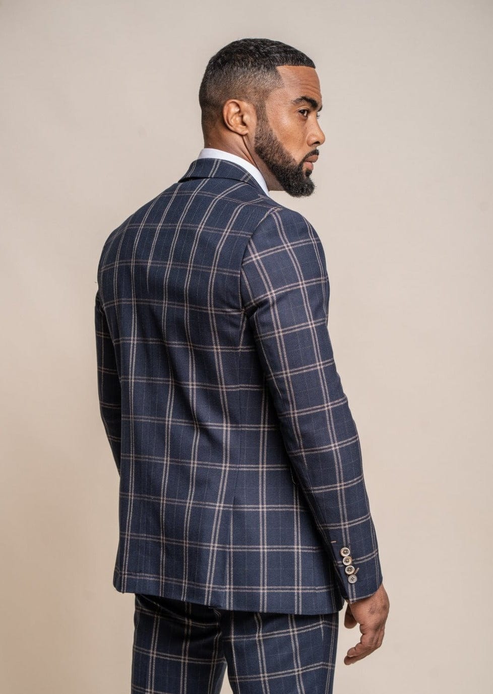 CAVANI HARDY NAVY CHECK 3-PIECE SUIT