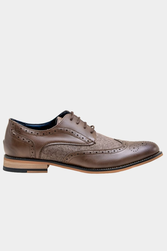 Cavani Horatio Brown Tweed Brogue Shoes