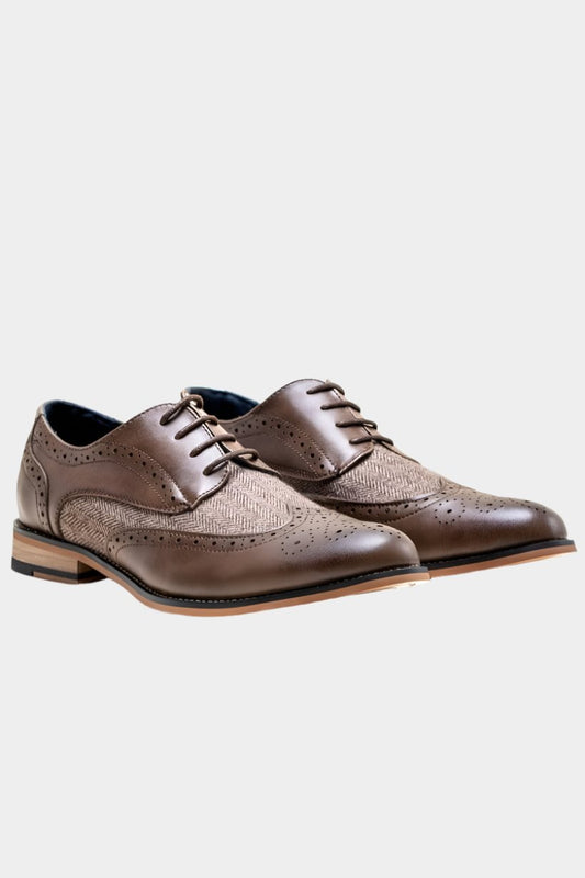 Cavani Horatio Brown Tweed Brogue Shoes