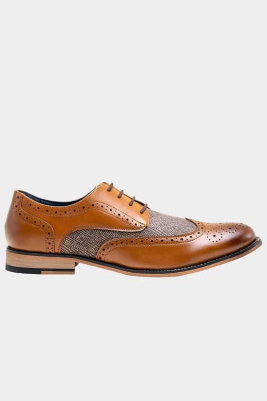 Cavani Horatio Tan Tweed Brogue Shoes