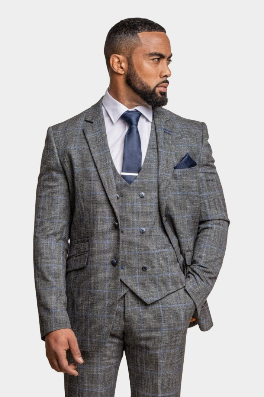 Cavani Power Grey Check 3-Piece Suit