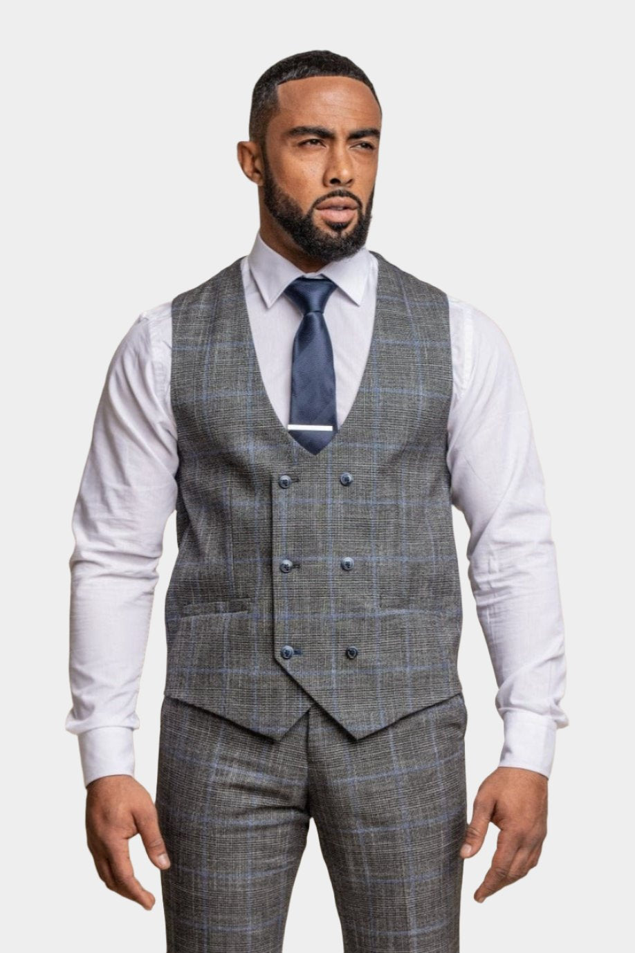 Cavani Power Grey Check 3-Piece Suit