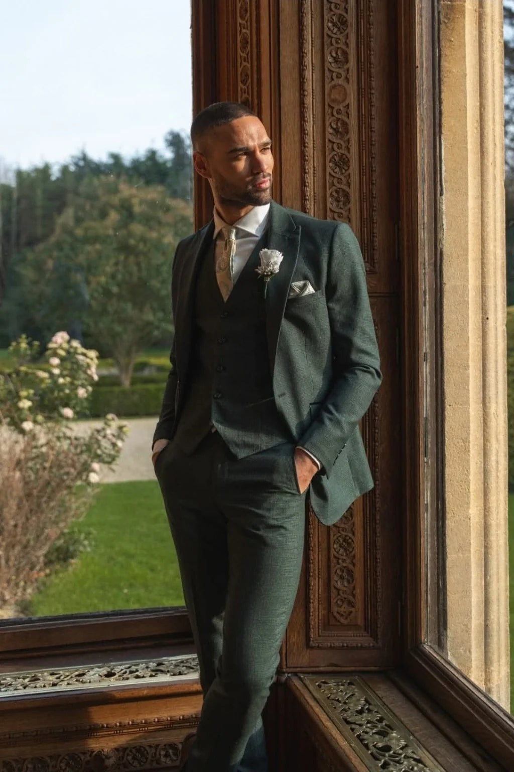 Men's Green Three Piece Suits