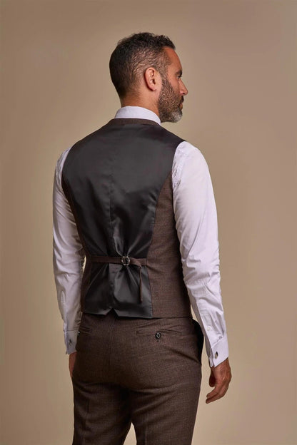 CARIDI BROWN CHECK WAISTCOAT