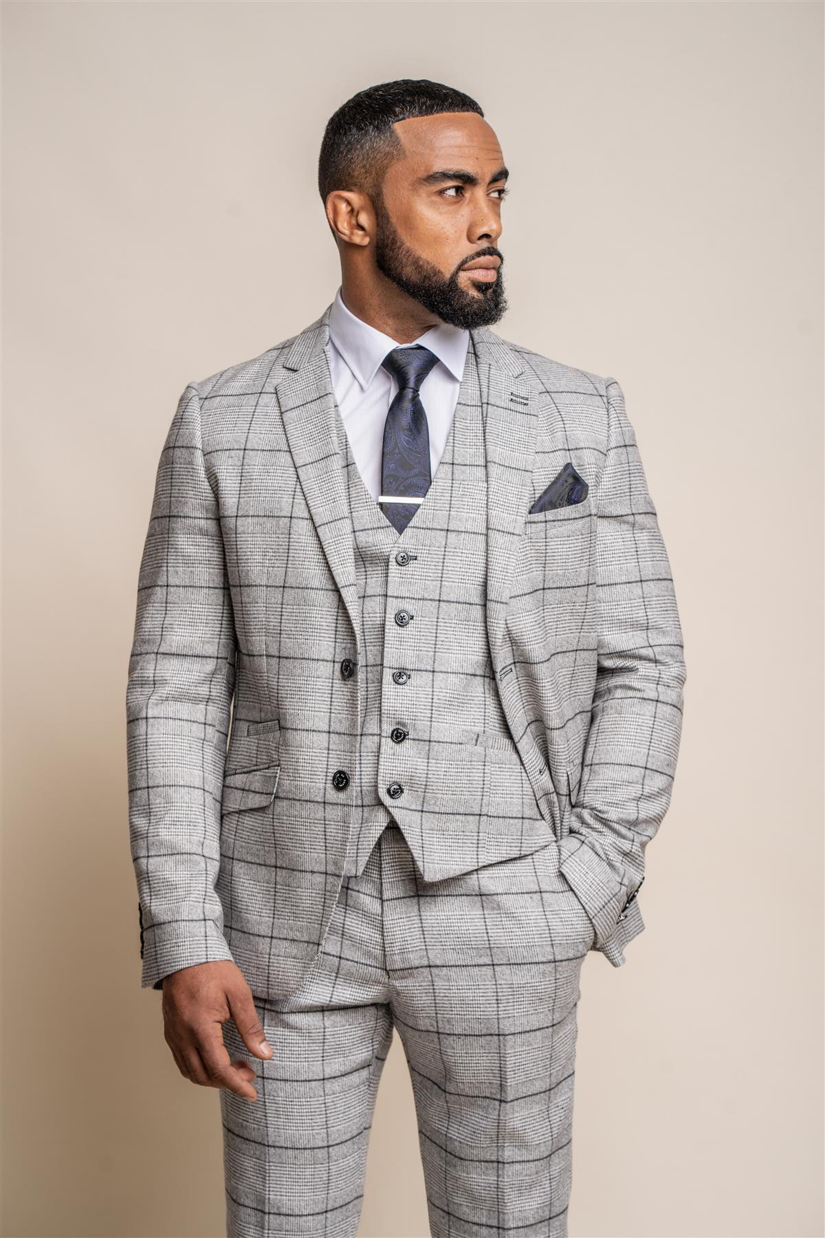 GHOST GREY CHECK 3-PIECE SUIT