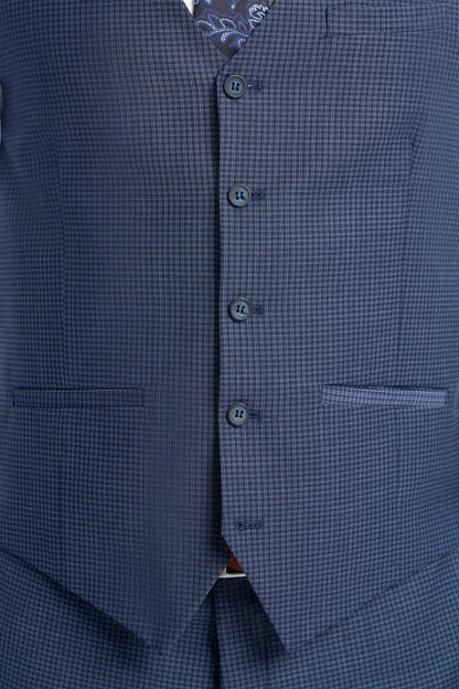 BOND NAVY CHECK WAISTCOAT