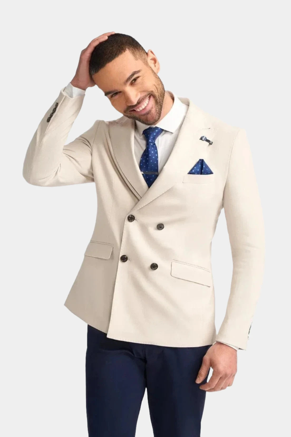 ROMEO BEIGE DOUBLE BREASTED BLAZER