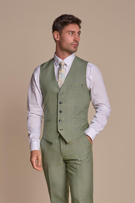 CARIDI SAGE CHECK WAISTCOAT