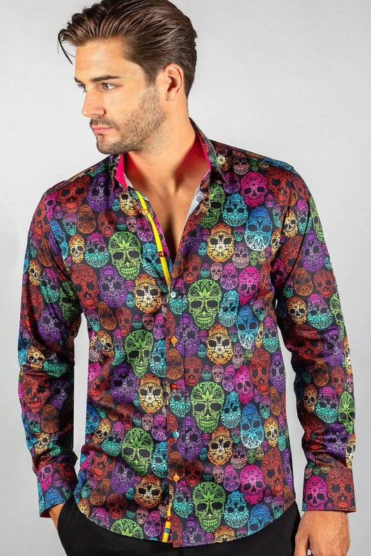 CLAUDIO LUGLI MULTI COLOUR SKULL SHIRT