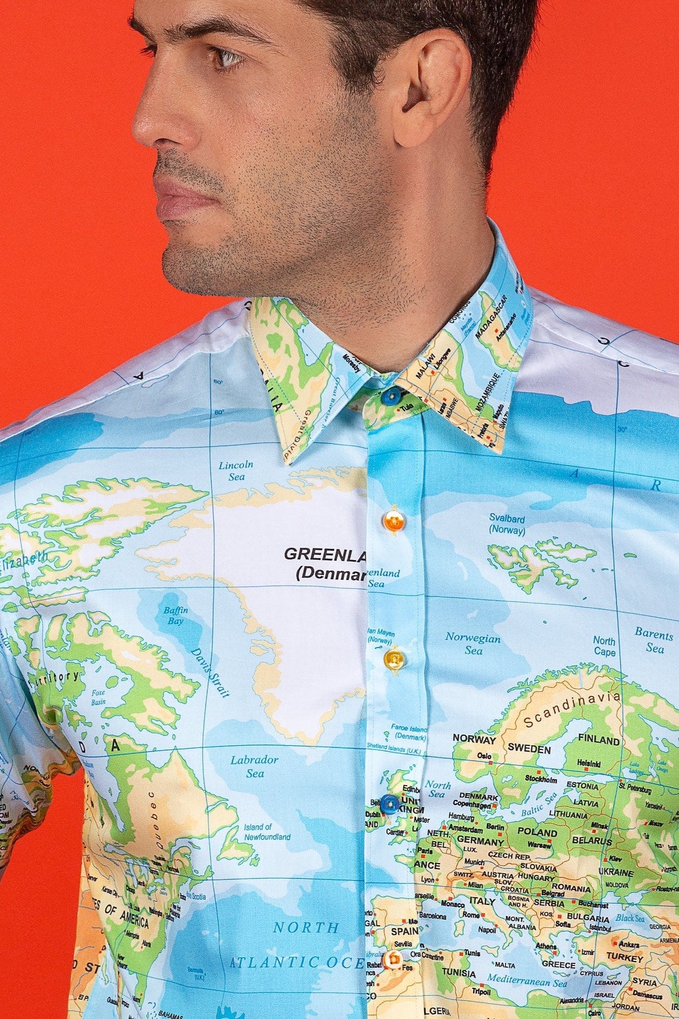 CLAUDIO LUGLI THE WORLD MAP PRINT SHIRT