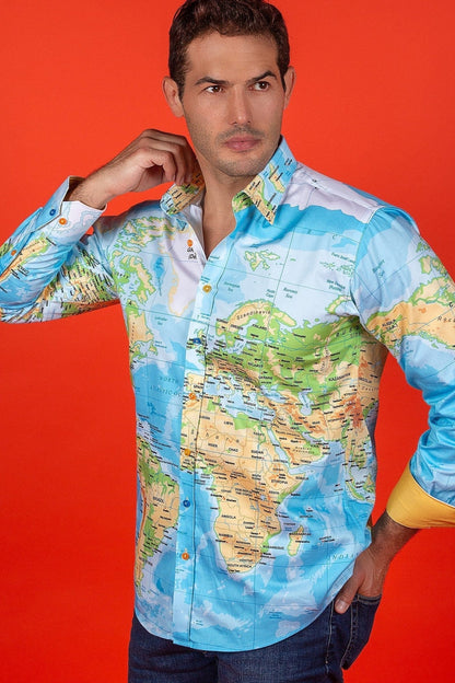 CLAUDIO LUGLI THE WORLD MAP PRINT SHIRT