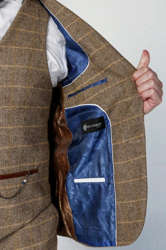 PAUL ANDREW HARRIS BROWN TWEED BLAZER