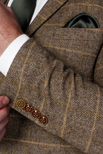 PAUL ANDREW HARRIS BROWN TWEED BLAZER