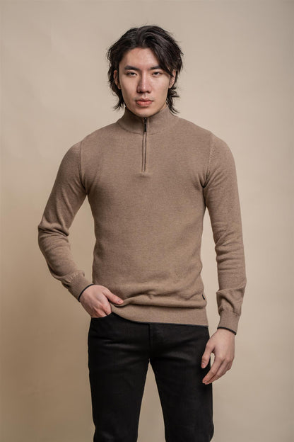 KYLE FAWN HALF ZIP KNIT