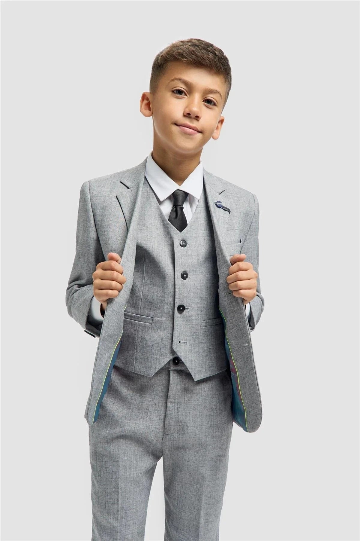 BOYS MALIBU GREY 3 PIECE SUIT