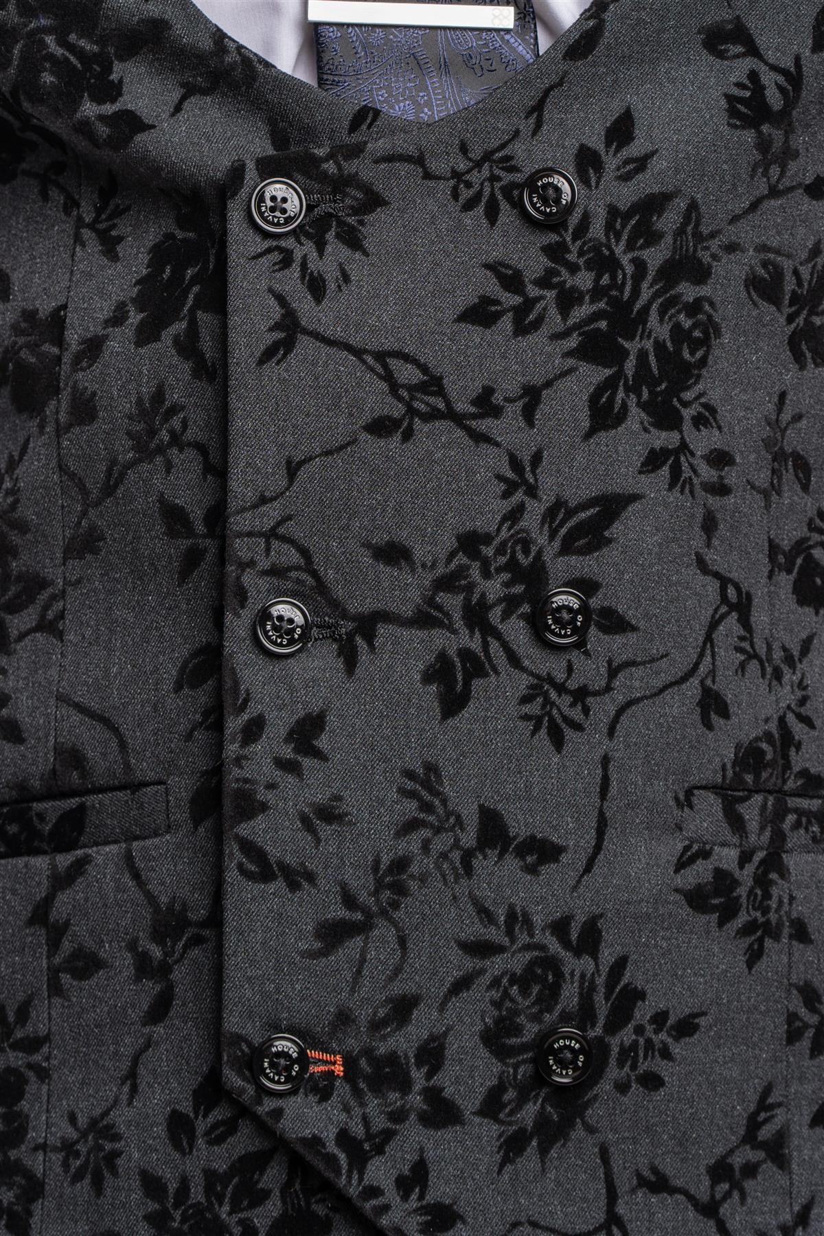 GEORGI BLACK FLORAL WAISTCOAT