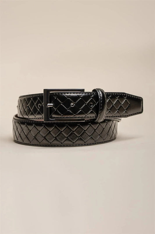 CAVANI BLACK BRAIDED LEATHER BELT