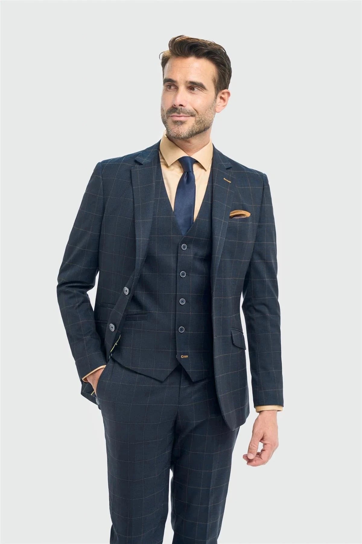 CAVANI TORINO NAVY 3-PIECE SUIT