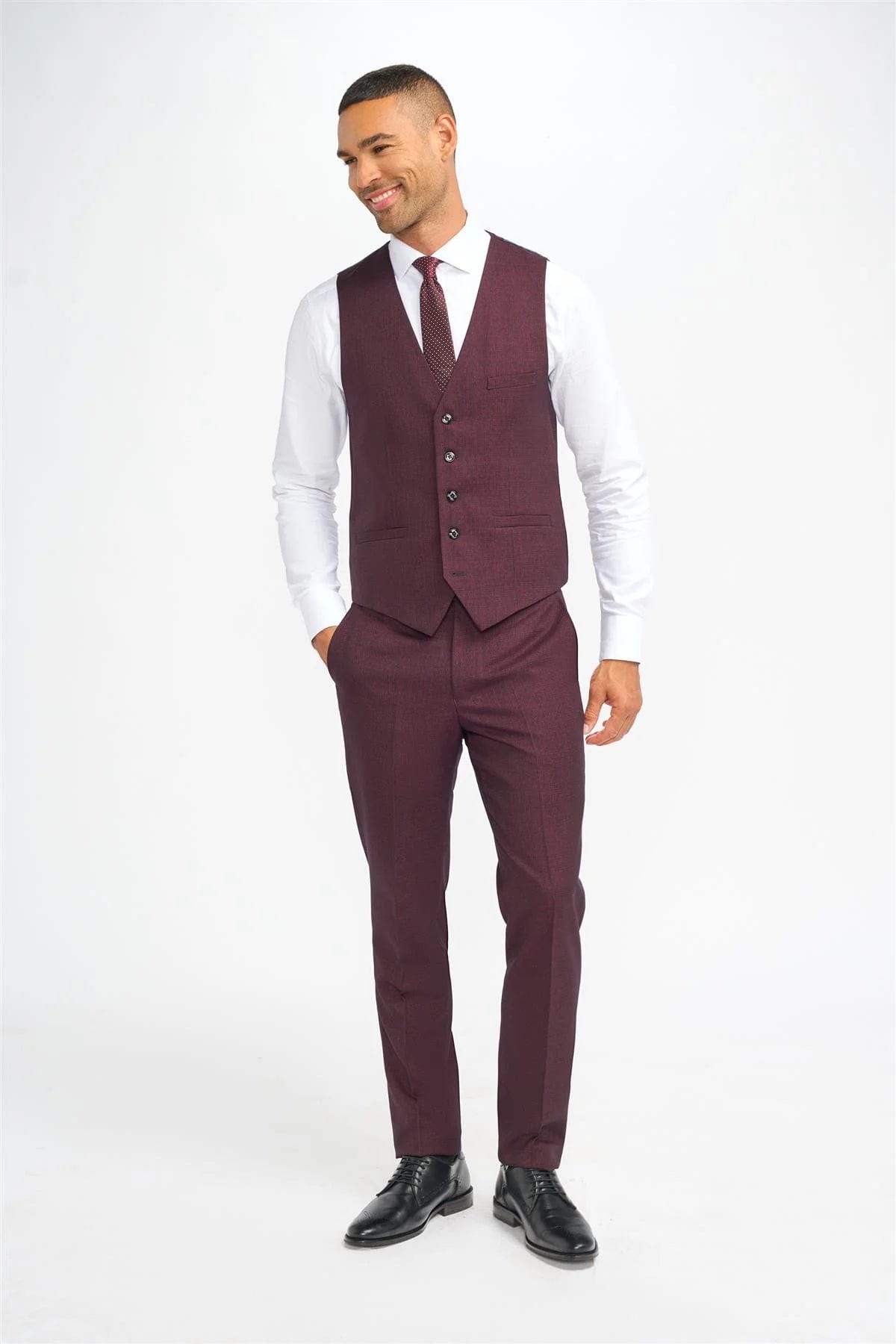 CARIDI WINE CHECK WAISTCOAT