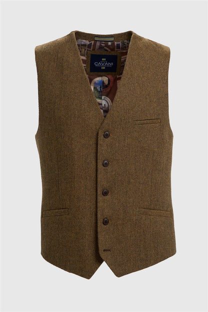 Cavani Thomas Brown Tweed Waistcoat