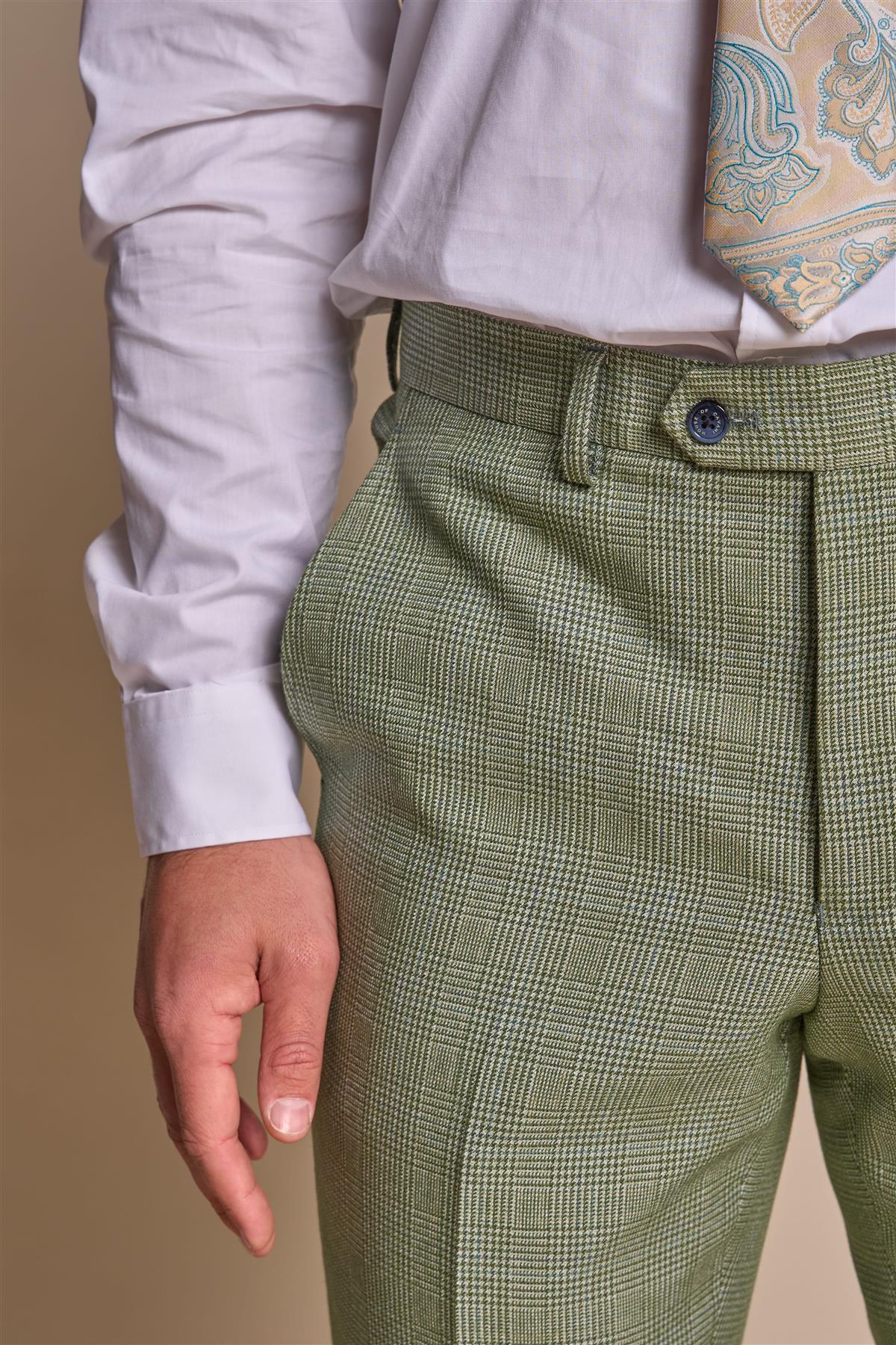 CARIDI SAGE CHECK SLIM FIT TROUSERS