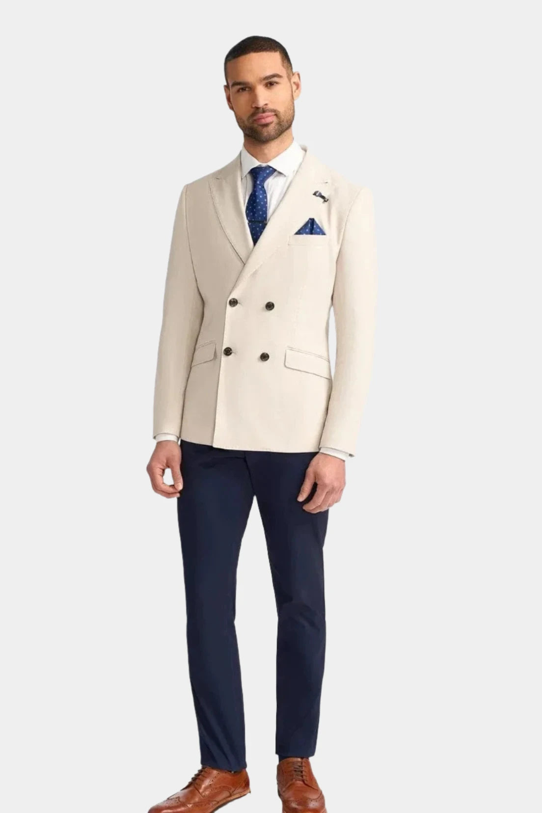 Cavani Romeo Beige Double Breasted Blazer | Menz Suits