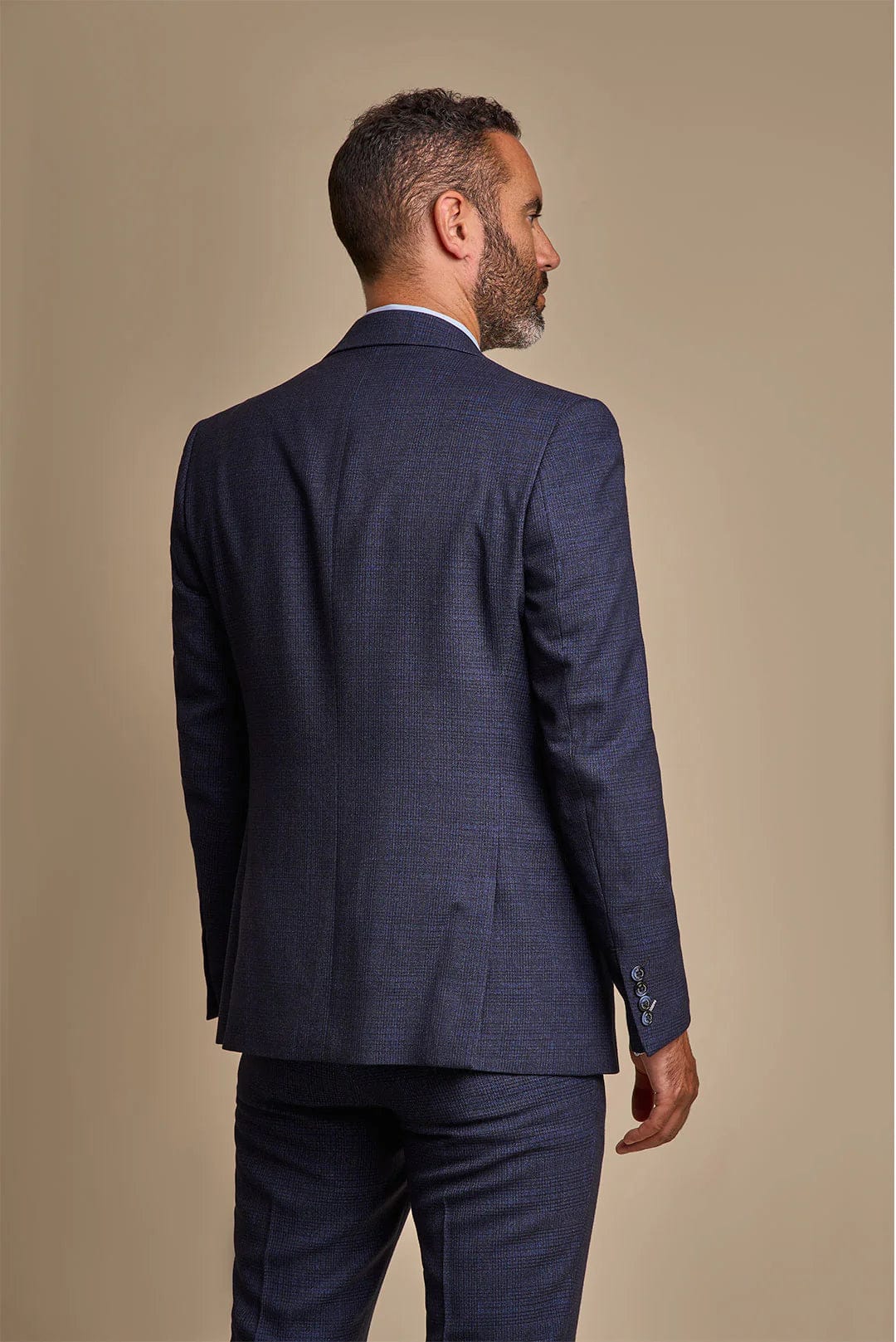 CARIDI NAVY CHECK 3-PIECE SUIT