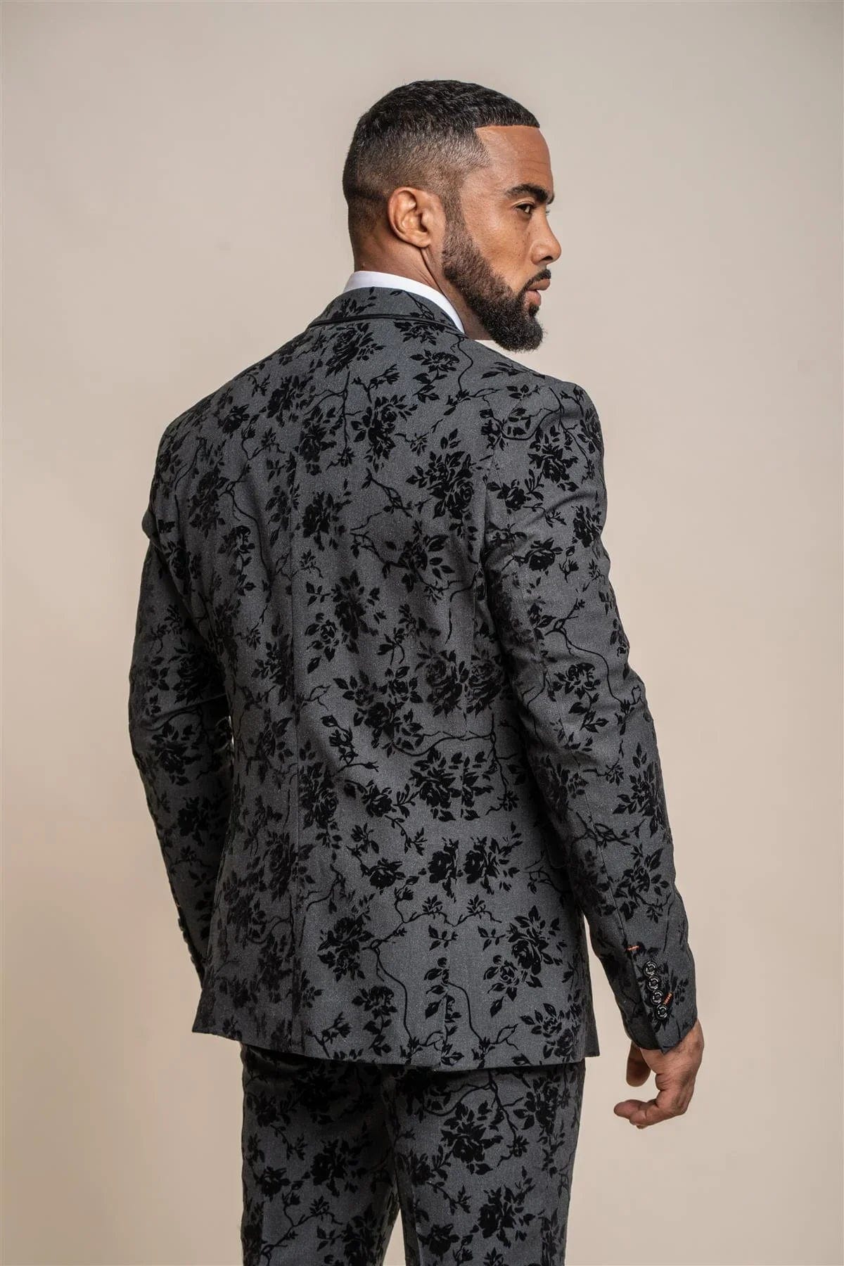 GEORGI BLACK FLORAL 3-PIECE SUIT