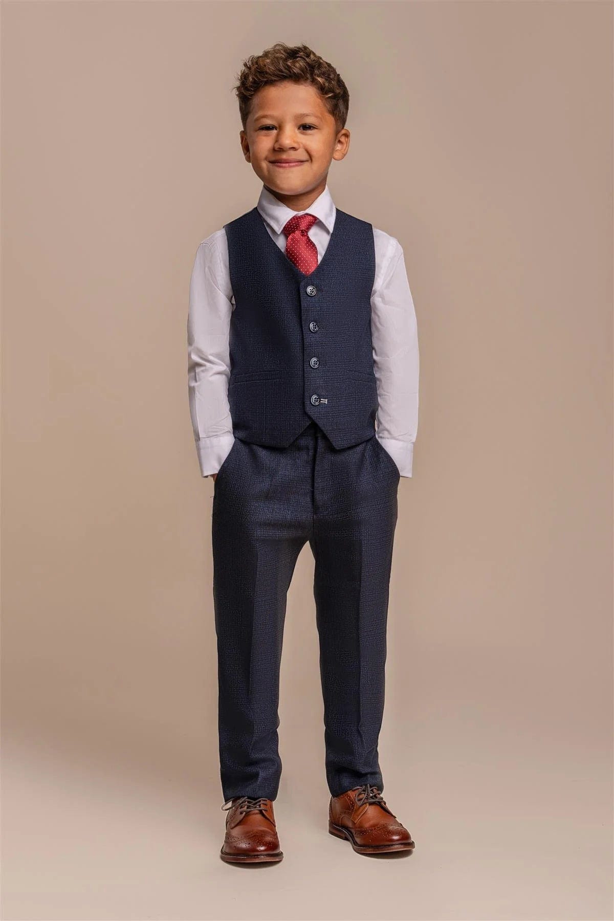 CARIDI BOYS NAVY 3 PIECE SUIT