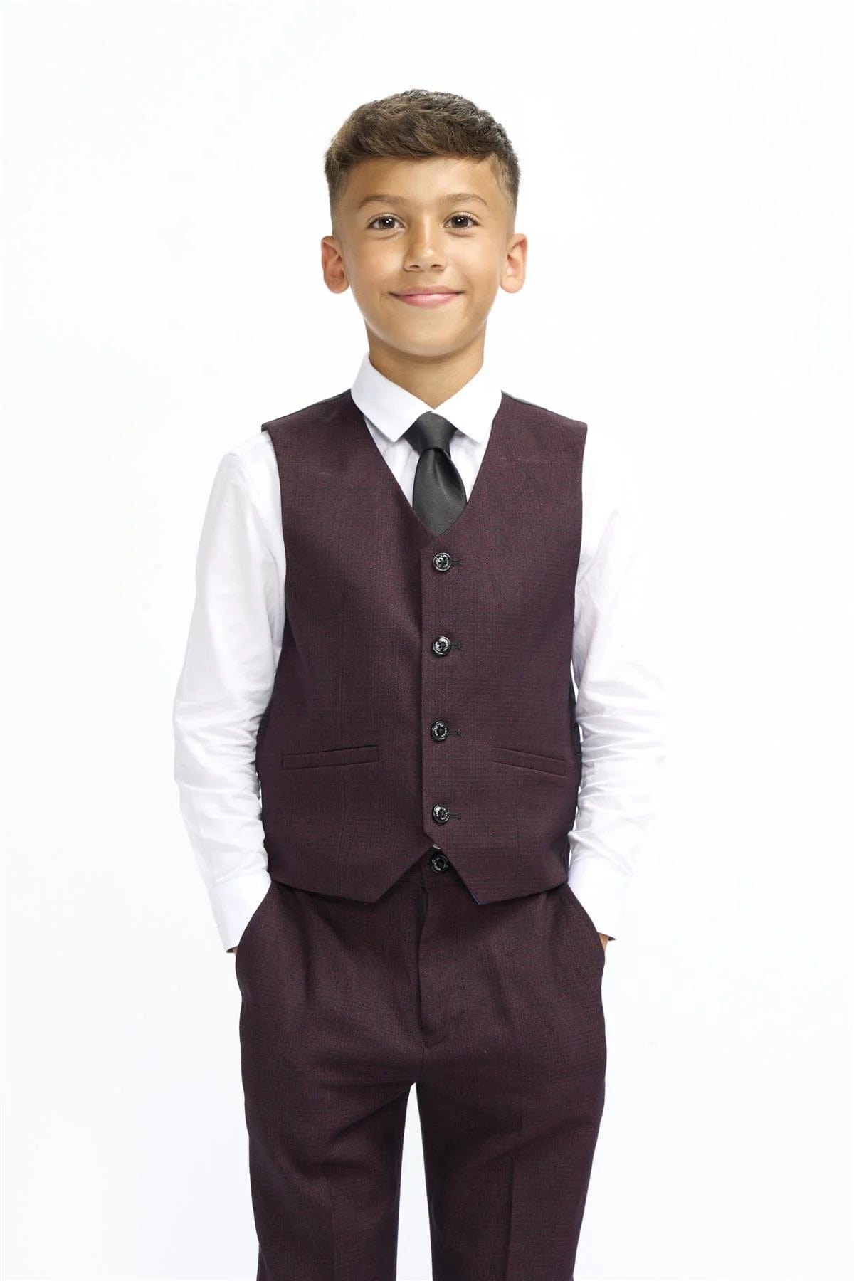 CARIDI BOYS WINE 3 PIECE SUIT