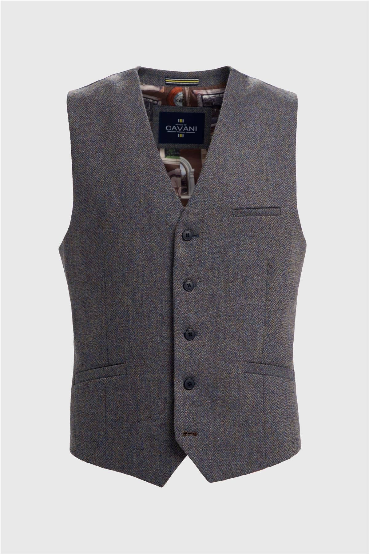 Cavani Thomas Savoy Grey Tweed Waistcoat
