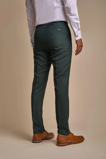 CARIDI OLIVE CHECK SLIM FIT TROUSERS