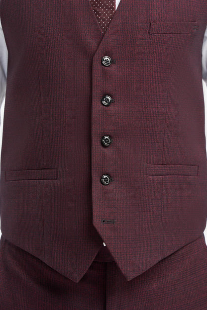 CARIDI WINE CHECK WAISTCOAT