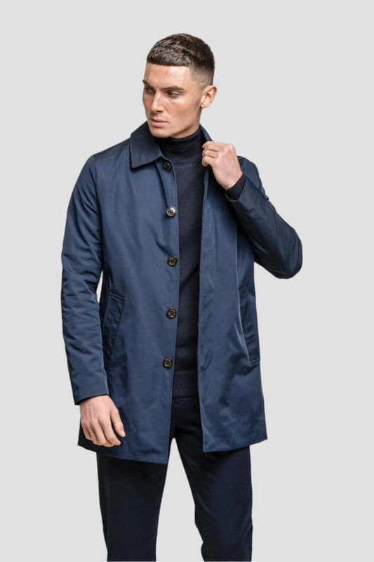 BARRACUDA NAVY COLLARD COAT