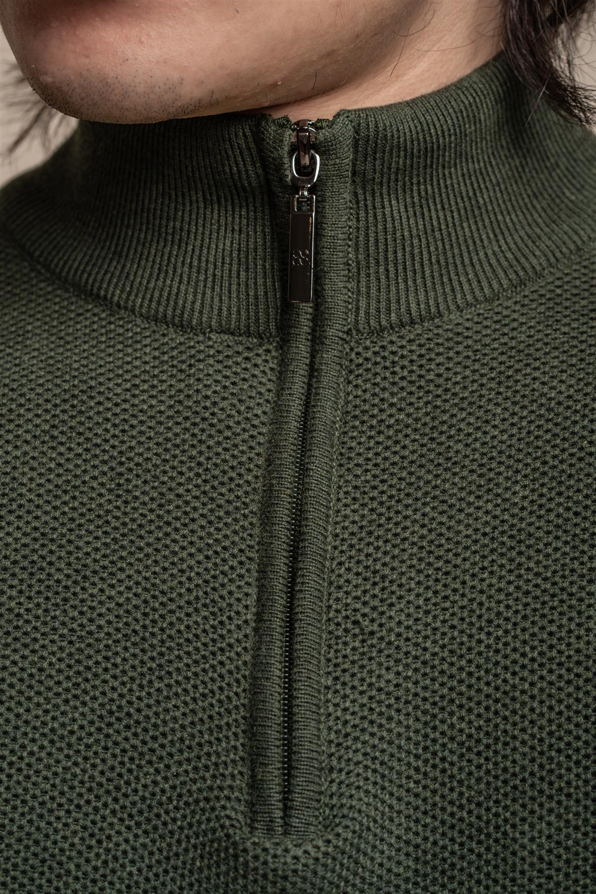 KYLE OLIVE HALF ZIP KNIT