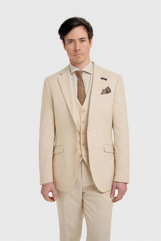 Cavani Malibu Beige Three Piece Suit