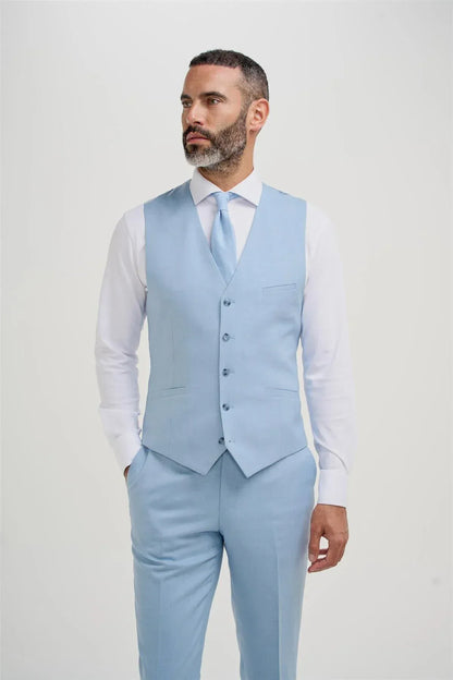 Cavani Malibu Sky Melange Three Piece Suit