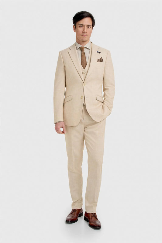 Cavani Malibu Beige Three Piece Suit