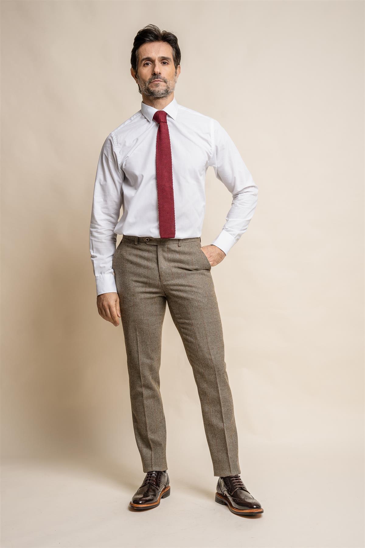 GASTON SAGE TWEED TROUSERS