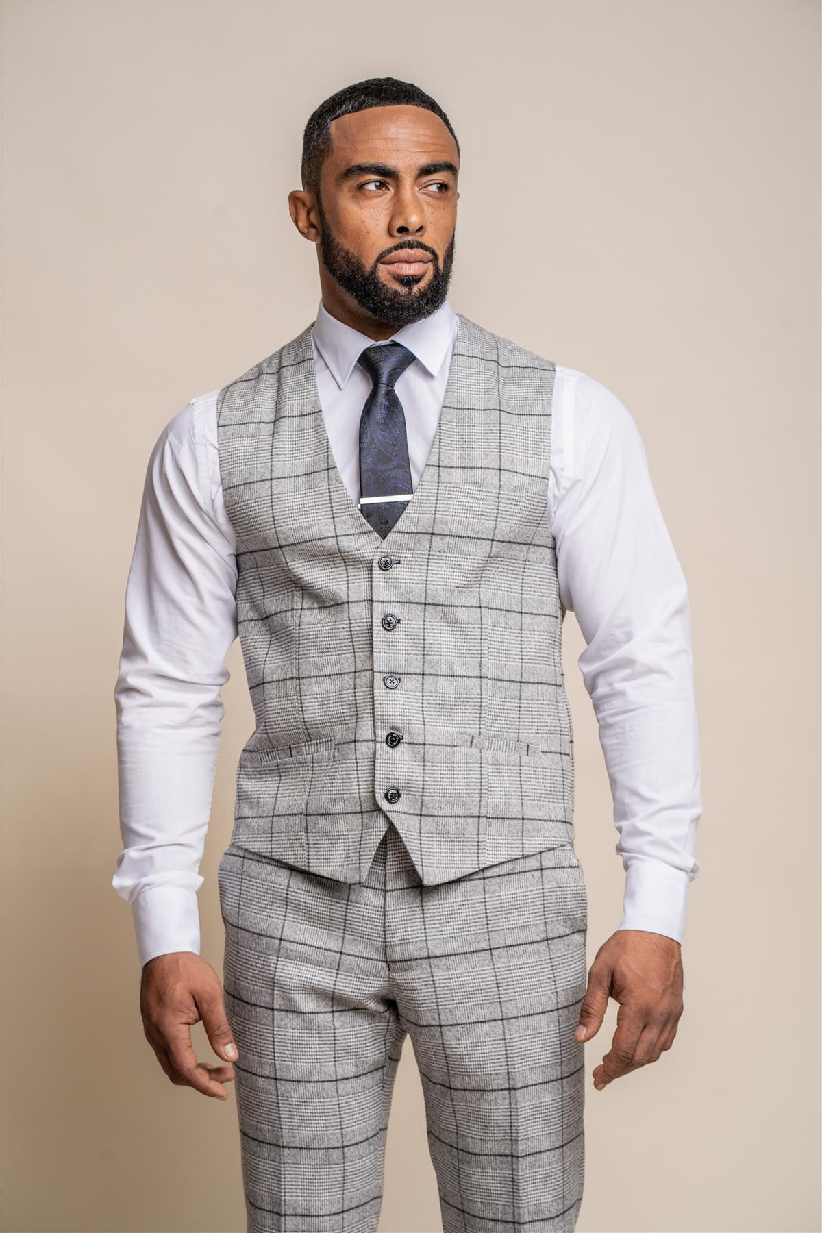 GHOST GREY CHECK 3-PIECE SUIT