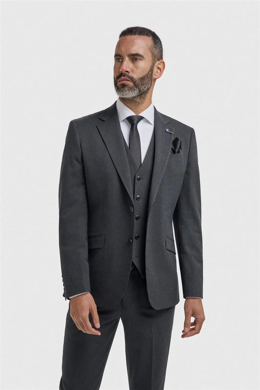 Cavani Malibu Charcoal Three Piece Suit