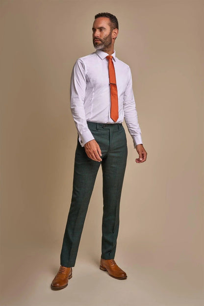 CARIDI OLIVE CHECK SLIM FIT TROUSERS