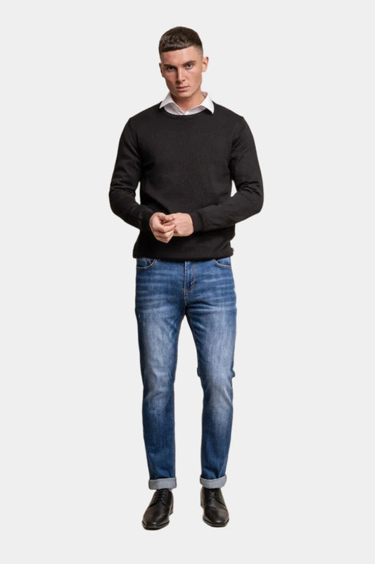 MERINO BLACK CREW NECK KNIT