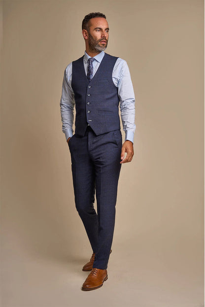 CARIDI NAVY CHECK WAISTCOAT