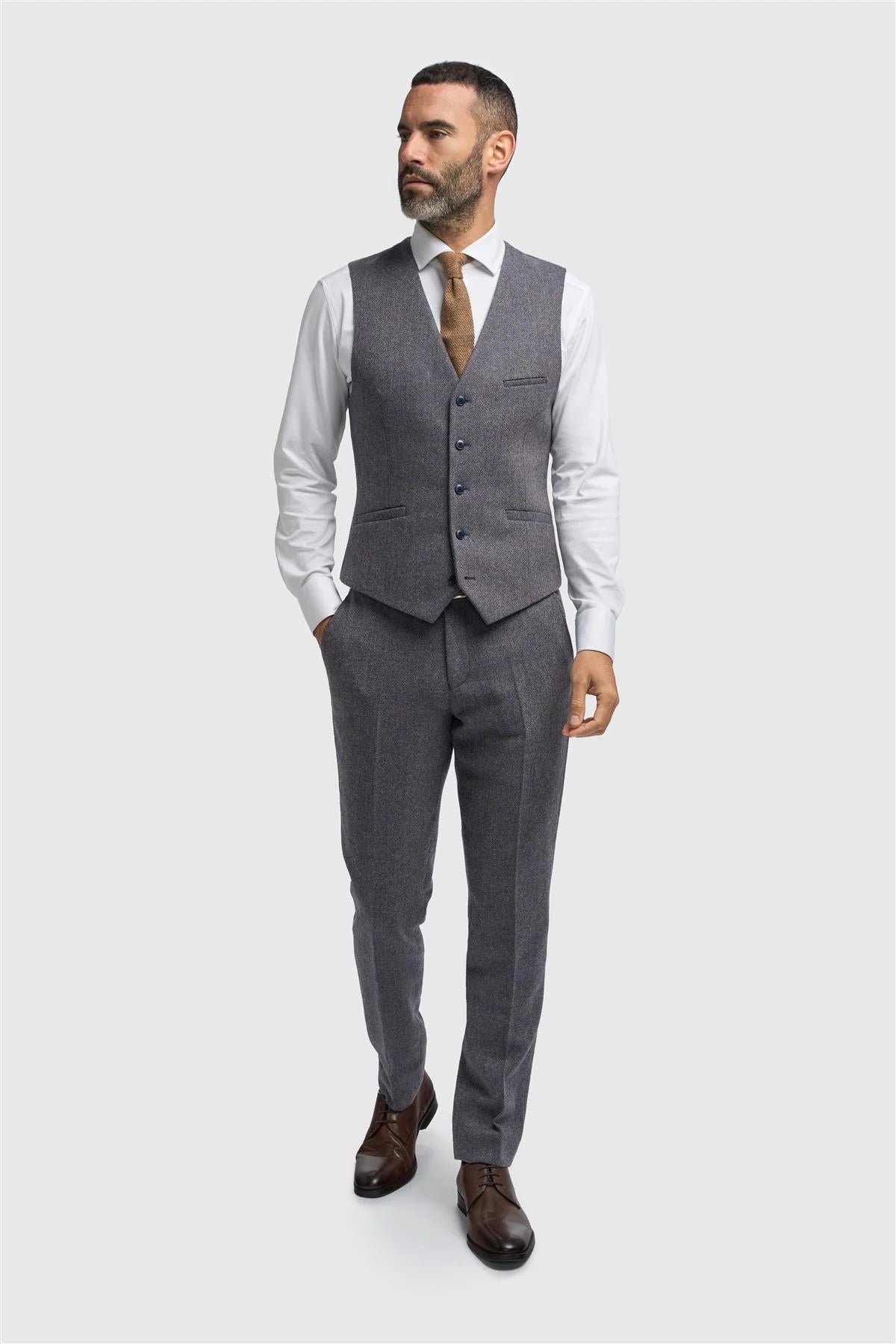 Cavani Thomas Savoy Grey Tweed Waistcoat